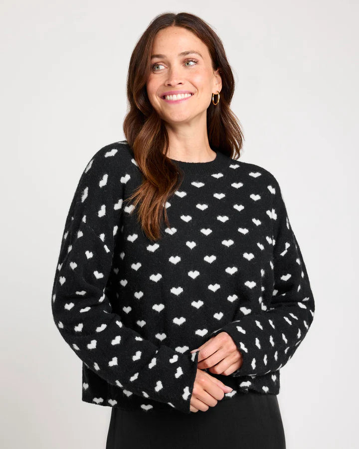 Lolly Hearts Sweater - Black/Snow Heather