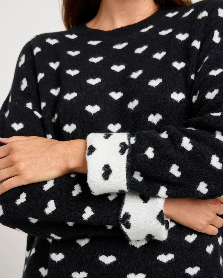 Lolly Hearts Sweater - Black/Snow Heather