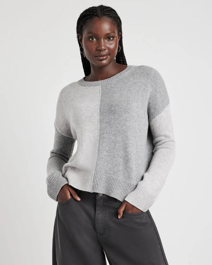 Amy Colorblock Sweater - Ice Heather Grey/Heather Fog