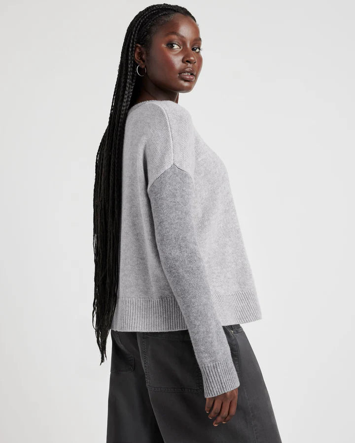 Amy Colorblock Sweater - Ice Heather Grey/Heather Fog