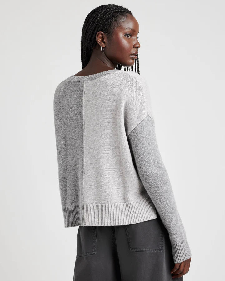 Amy Colorblock Sweater - Ice Heather Grey/Heather Fog