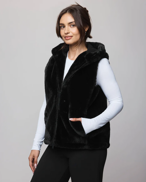 Lucia Fur Vest - Black - Splendid – Twist Fashions Inc.