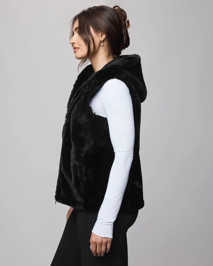 Lucia Fur Vest - Black
