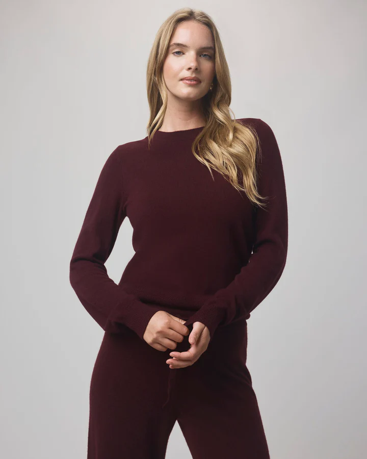 Tori Cashmere Crew Sweater - Rosewood