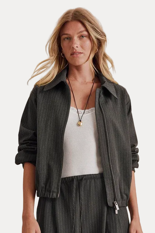 Blake Jacket - Charcoal Pinstripe