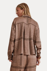 Clara Button Down - Taupe Grey Bandana