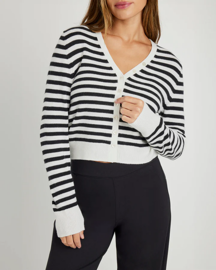 Santina Stripe Cardigan - Black