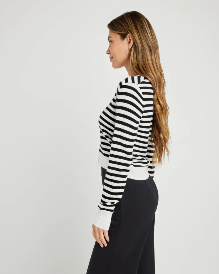 Santina Stripe Cardigan - Black