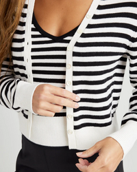 Santina Stripe Cardigan - Black