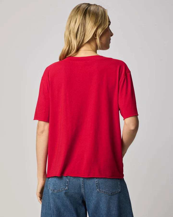 Kacey V Neck Tee - Rouge