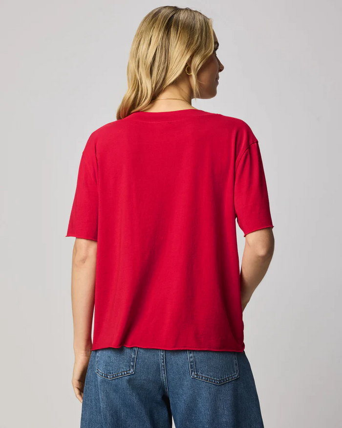 Kacey V Neck Tee - Rouge