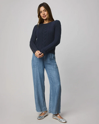 Annabella Cable Sweater - Navy