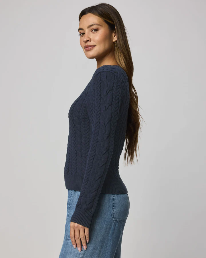 Annabella Cable Sweater - Navy