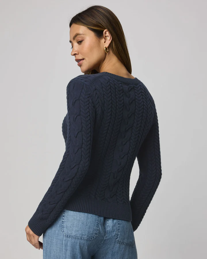 Annabella Cable Sweater - Navy