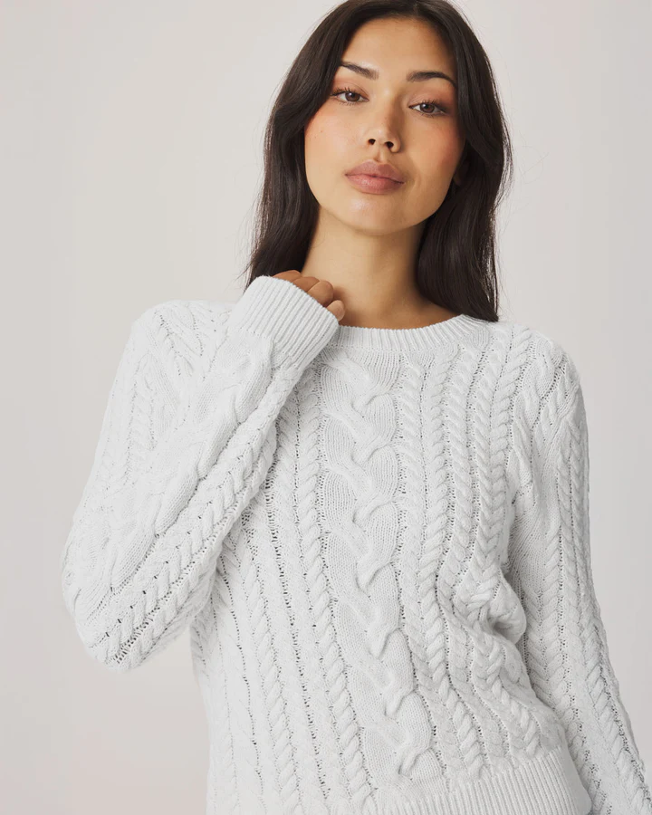 Annabella Cable Sweater - White