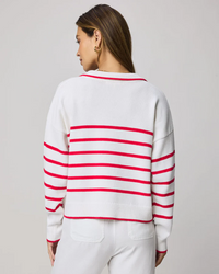 Arden Stripe Polo Sweater - White/Rogue