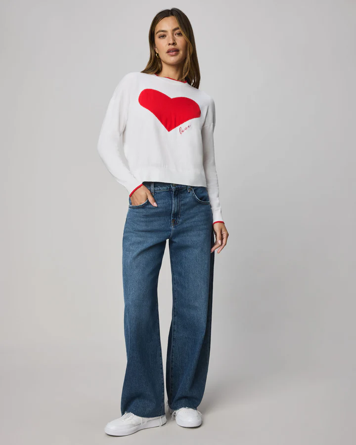 Leah Love Sweater - White/Rogue