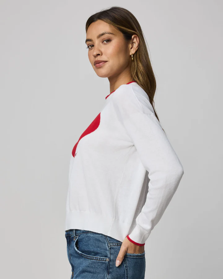 Leah Love Sweater - White/Rogue