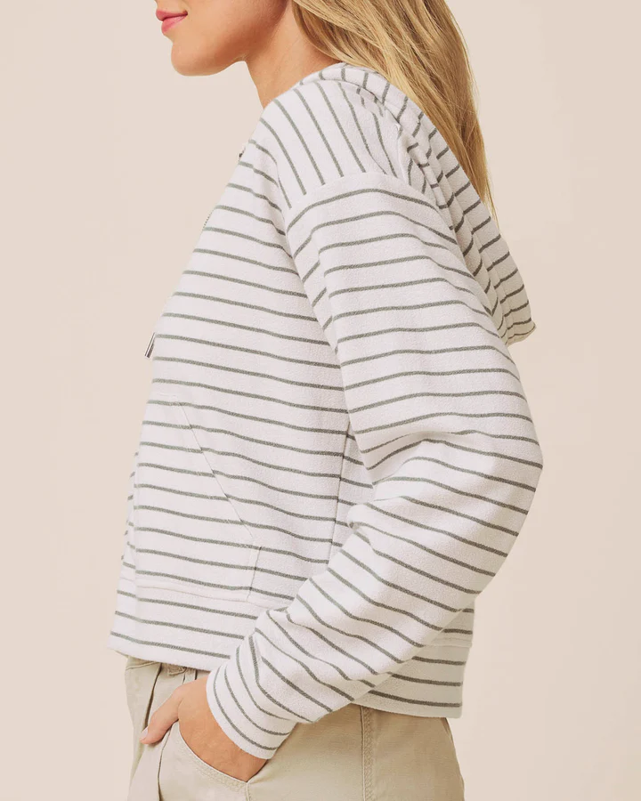 Kennedy Stripe Zip Up - Pale Oak/Eucalyptus