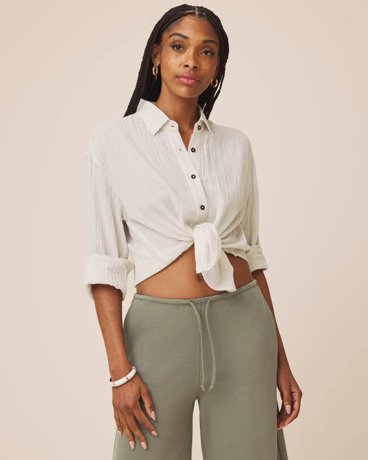 Jaylei Stripe Button Down - Pale Oak Multi