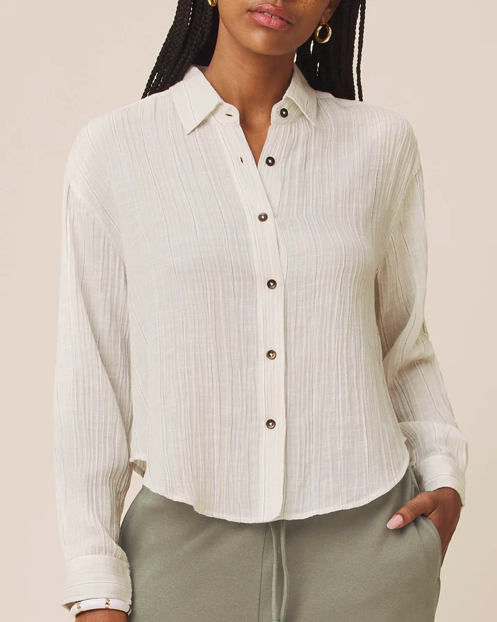 Jaylei Stripe Button Down - Pale Oak Multi