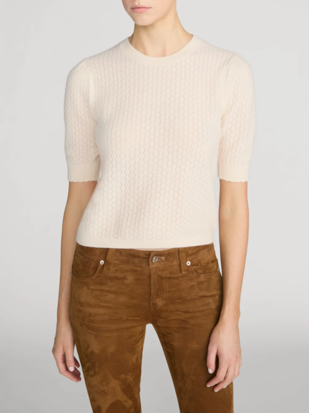 The Gathered Honeycomb Sweater - Cream