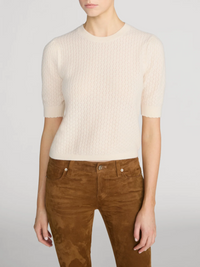 The Gathered Honeycomb Sweater - Cream
