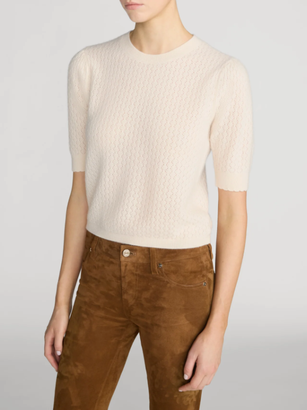 The Gathered Honeycomb Sweater - Cream