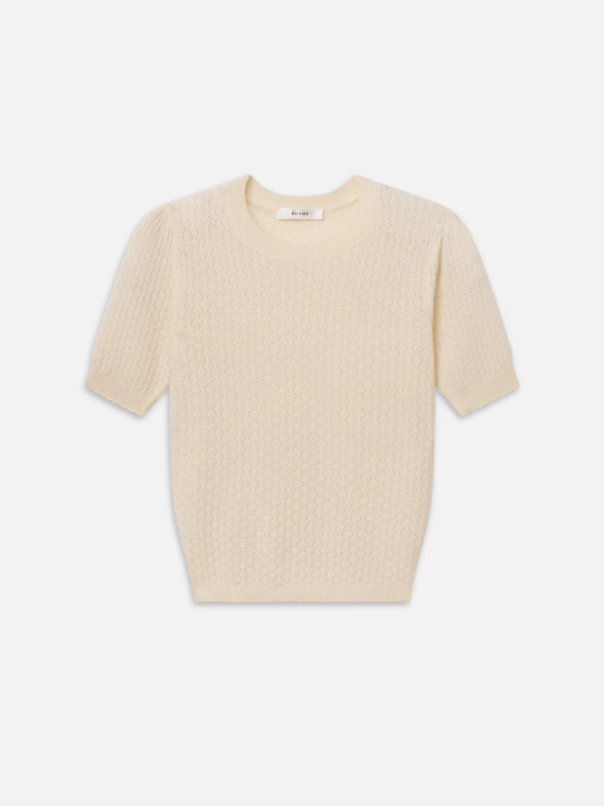 The Gathered Honeycomb Sweater - Cream