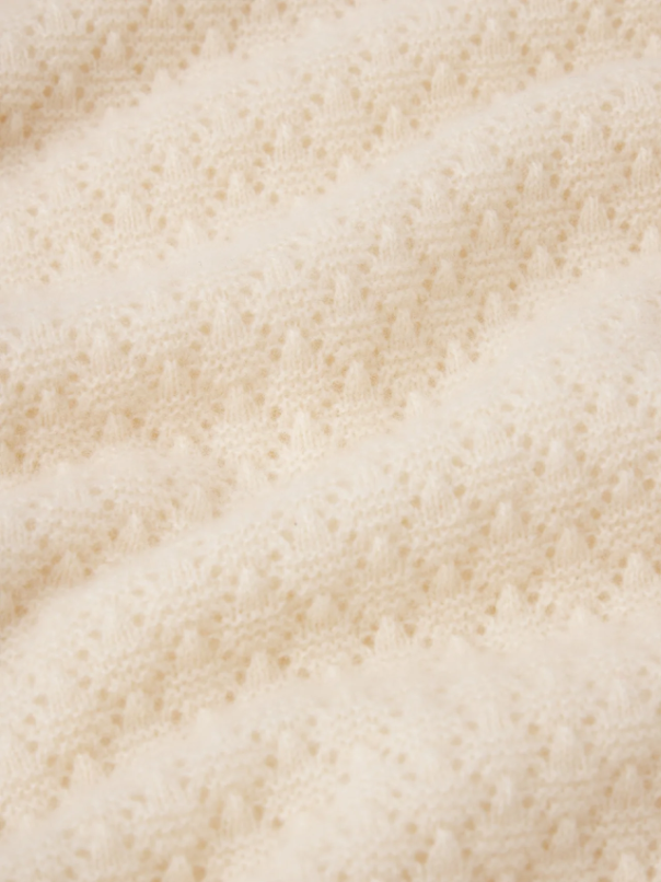 The Gathered Honeycomb Sweater - Cream