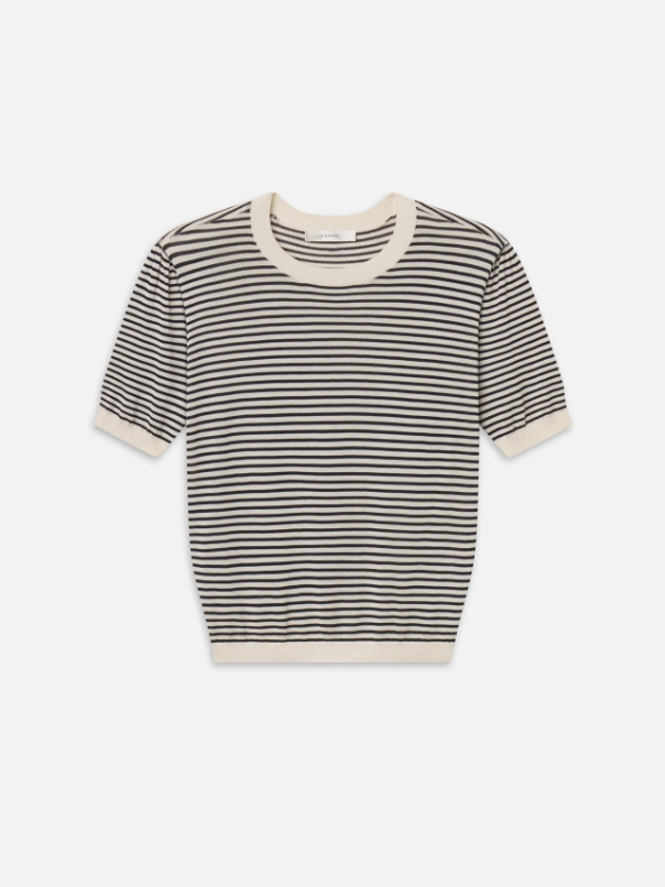 The Striped Gathered Sweater - Cream Multi