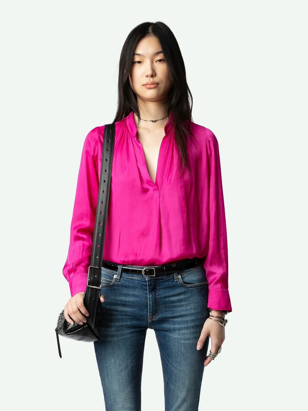 Tink Satin Blouse - Clematis