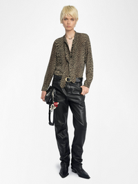 Tulba Satin Shirt - Leaves