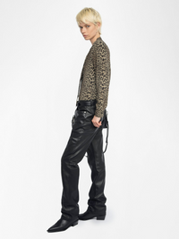 Tulba Satin Shirt - Leaves
