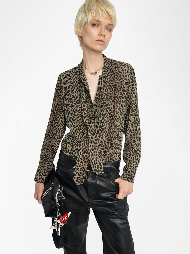 Tulba Satin Shirt - Leaves