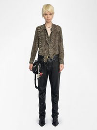 Tulba Satin Shirt - Leaves
