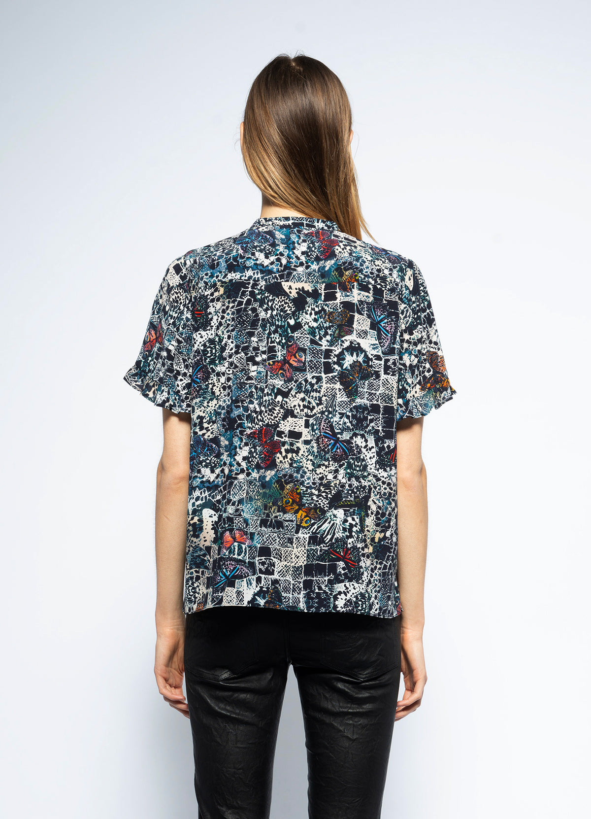 Tafiz Soft Butterflies Blouse - Encre