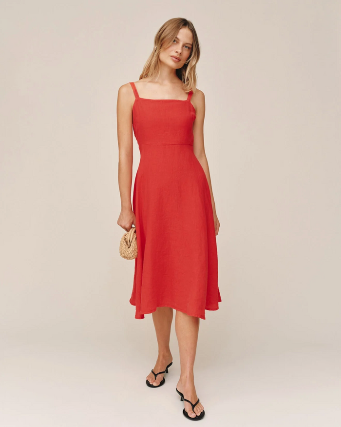Apron Midi Dress - Scarlet Sand