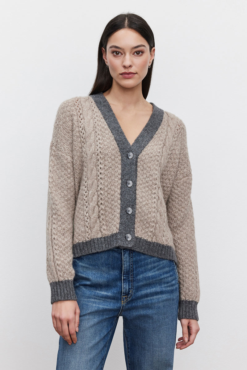 Izzy Cardigan - Oat/Grey