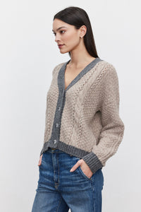 Izzy Cardigan - Oat/Grey