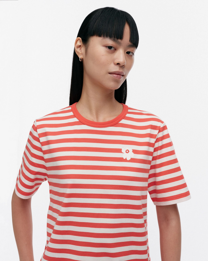 Tasaraita Unikko Kioski T-Shirt - Red/Off White