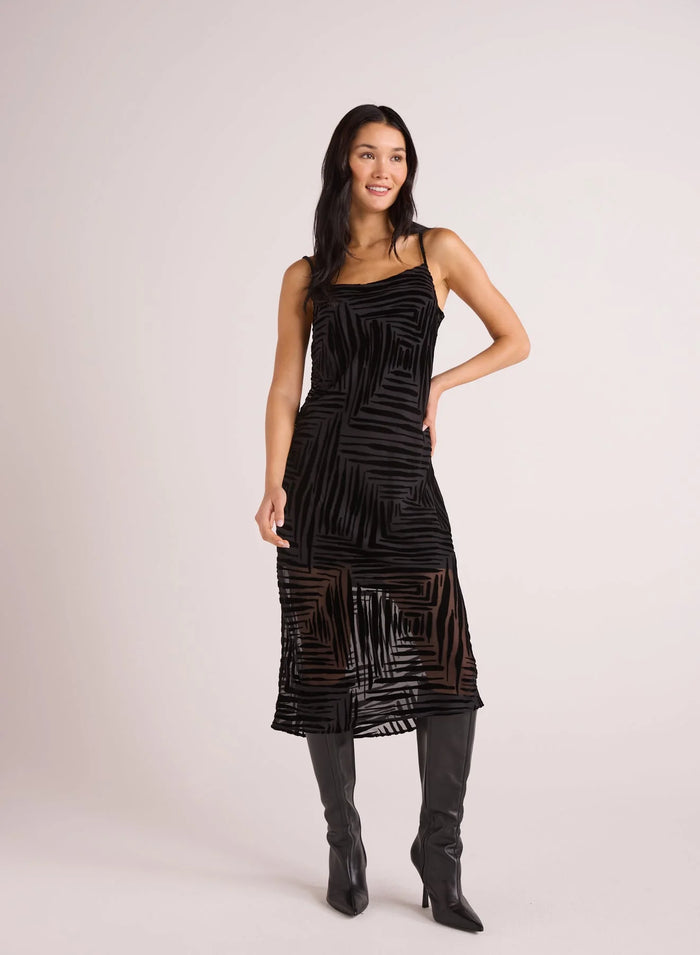 Bias Layered Slip Dress - Black