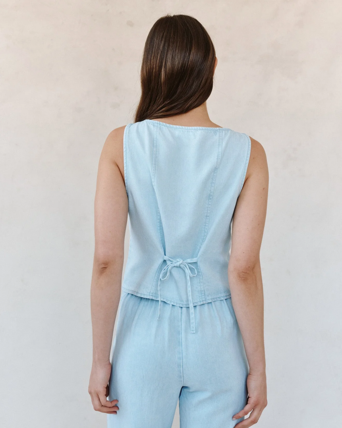 Boatneck Seamed Vest - Coastal Fade Wash