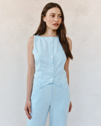 Boatneck Seamed Vest - Coastal Fade Wash