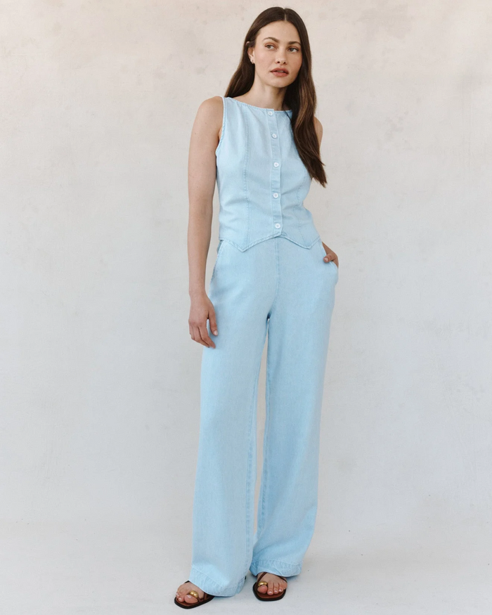 Boatneck Seamed Vest - Coastal Fade Wash