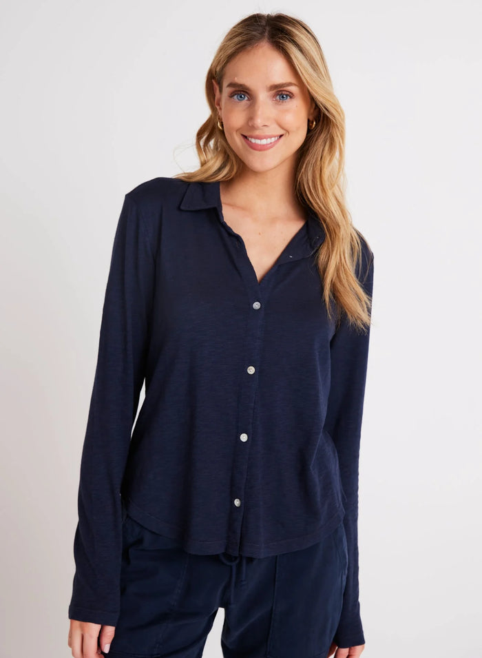 Button Down Knit Top - Endless Sea