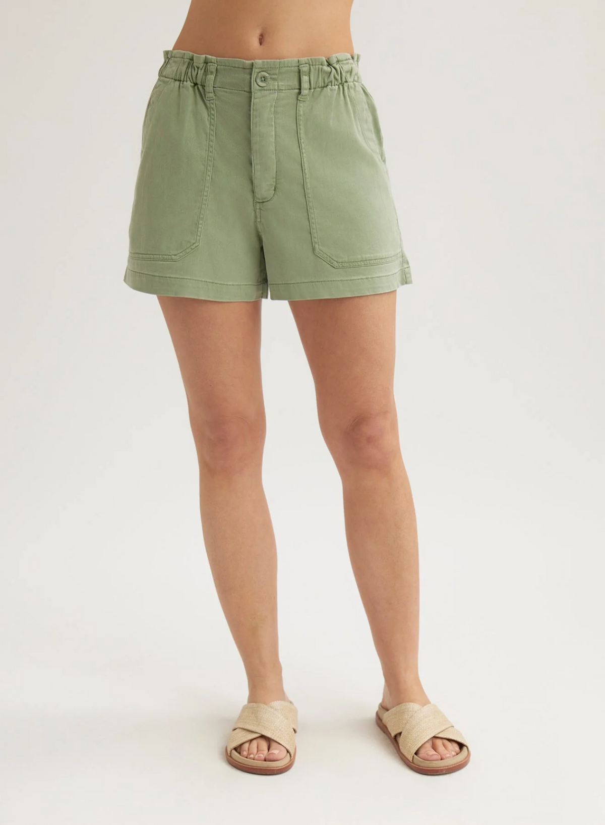 Callie Ruffle Short - Olive Grove