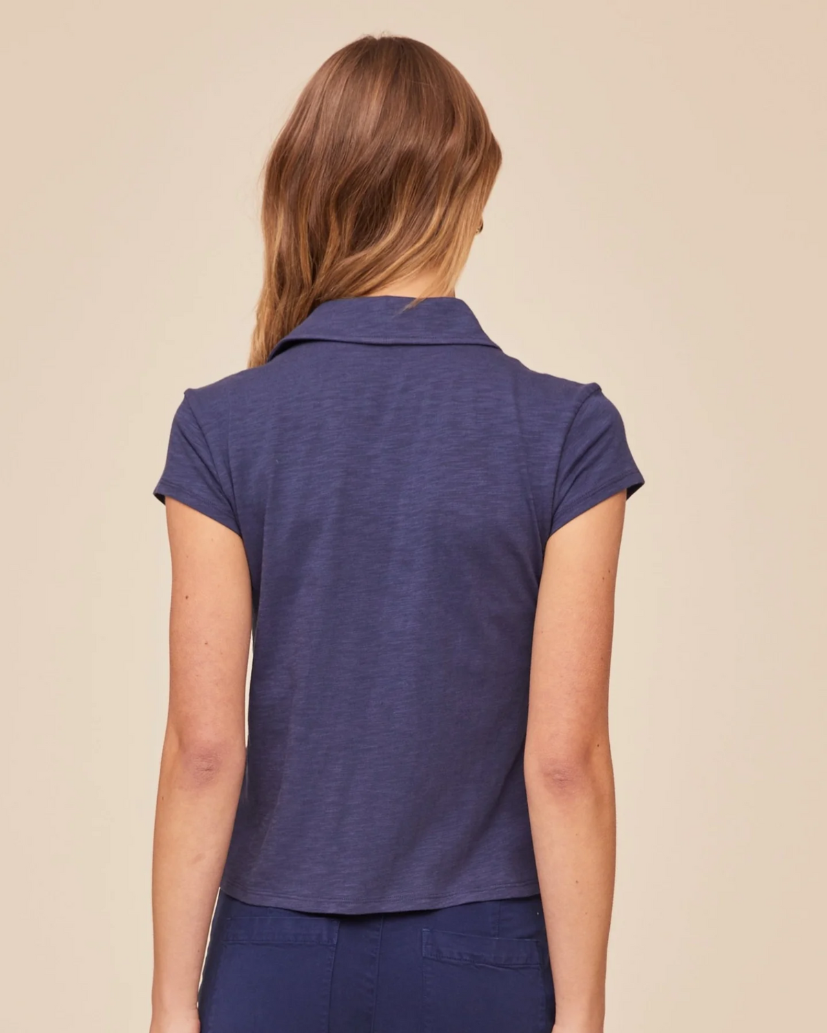 Cap Sleeve Button Down - Midnight Surf