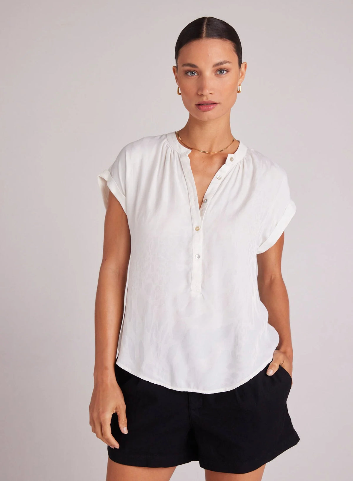 Cap Sleeve Henley - Off White