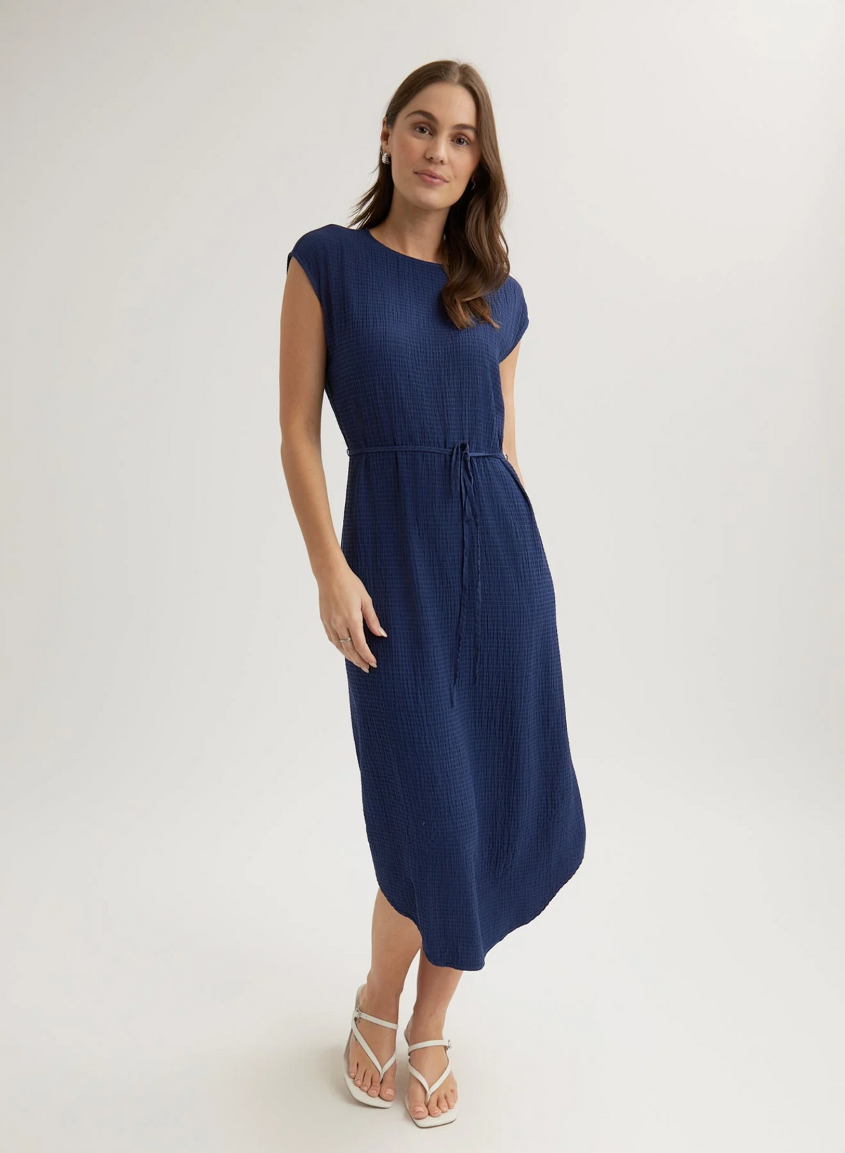 Cap Sleeve Midi Dress - Navy Coast